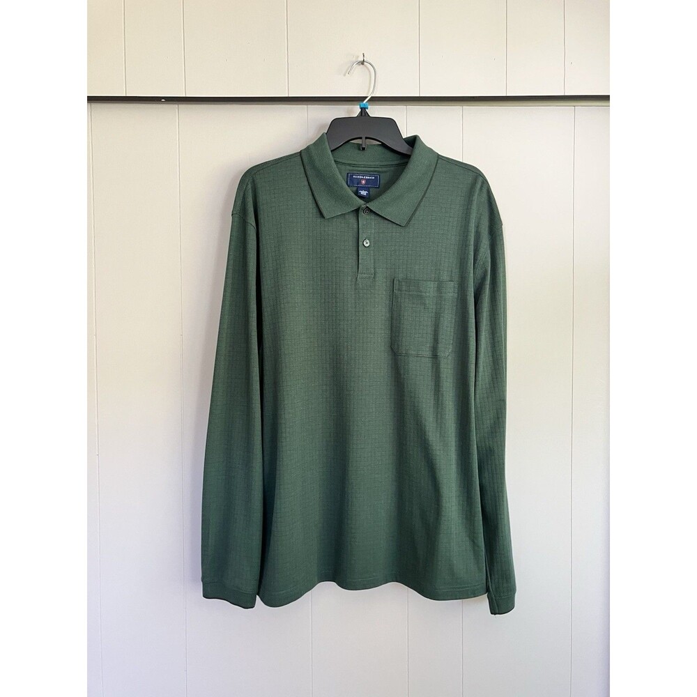 Men’s Dark Green Henley Long Sleeve Saddlebred Brand Size Large Chest 48”